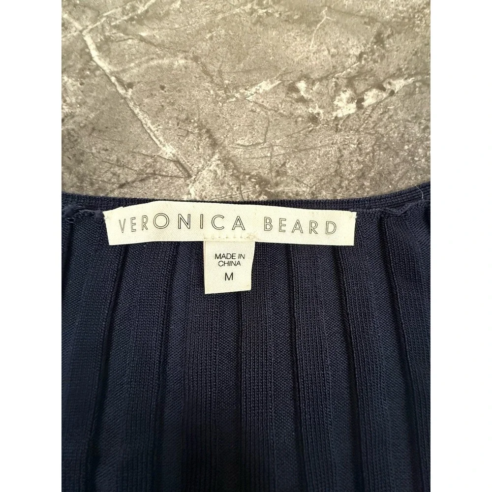 Veronica Beard Womens Clara Scoop Square Neck Wide Rib Stretch Sweater Navy Sz M - Picture 8 of 10